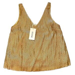 Gold Sequin Tank Top V Neck Party Cami Women’s Size S NWT